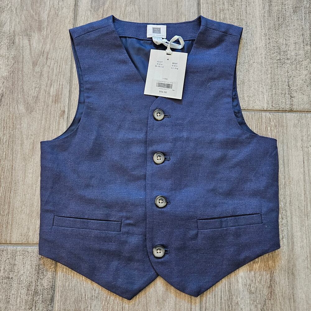 Janie and Jack Dress Vest Boys Size 4 Formal Special Occasion Wedding Church NEW
